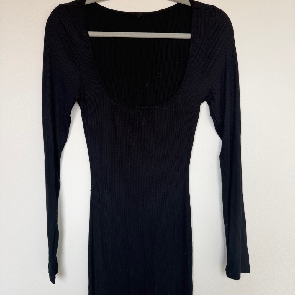 Skims Black Long Sleeve Scoop Neck Women's Dress